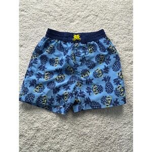 Quad Seven Pineapple Swim Trunks Shorts Boys 18M Blue Yellow Summer Beach Fun